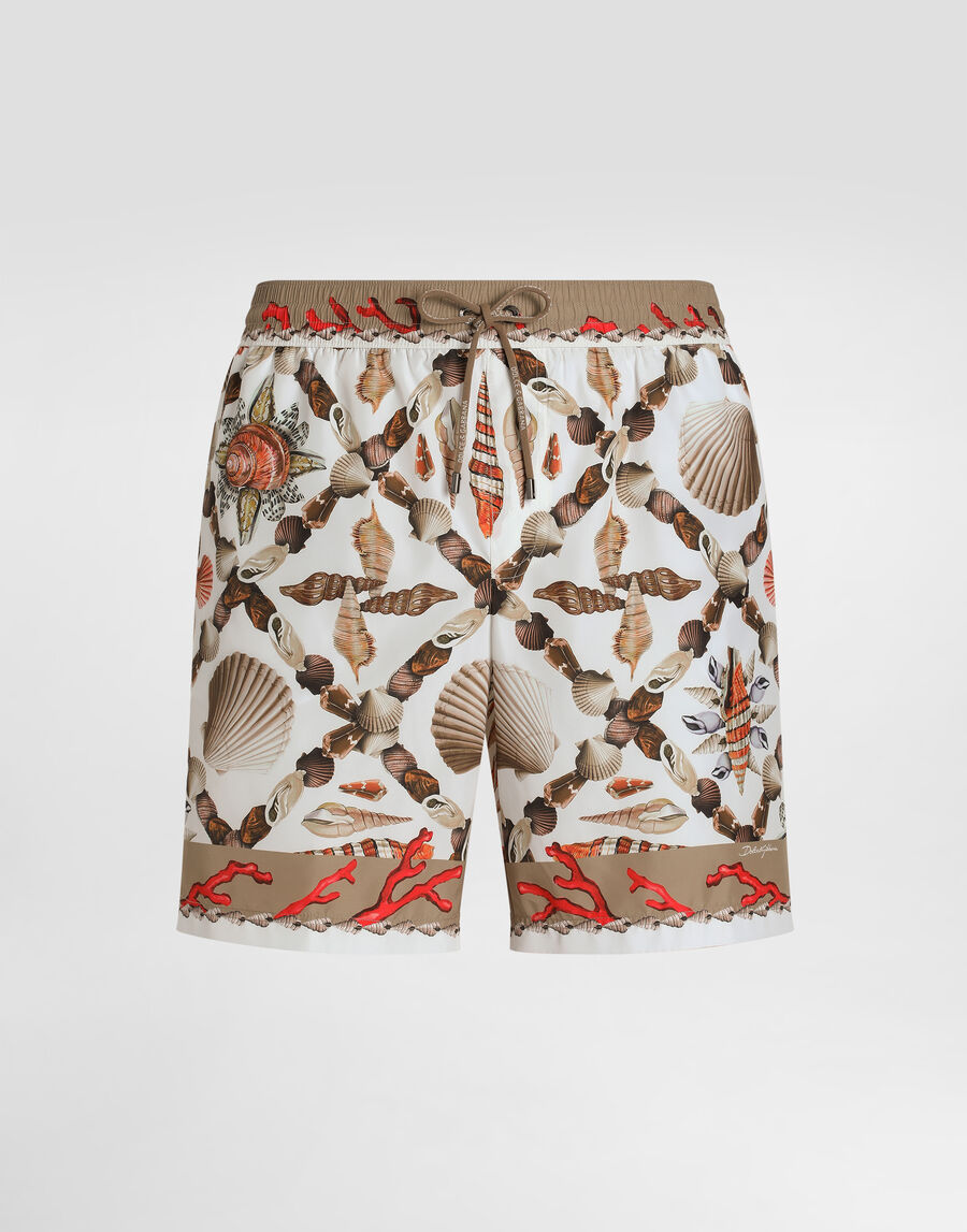 Shell-print medium swim boxer shorts