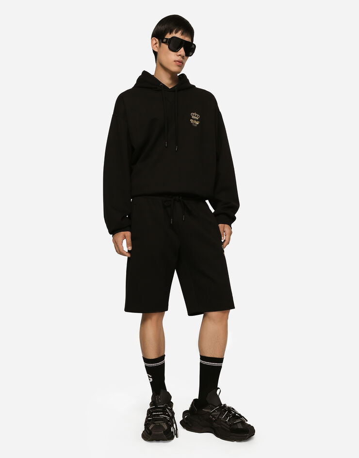 Dolce & Gabbana Jersey jogging shorts with embroidery Black GVF8AZHU7H9