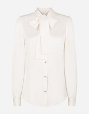 Dolce & Gabbana Satin shirt with pearl buttons with DG logo Multicolor FXJ33TJEMO9