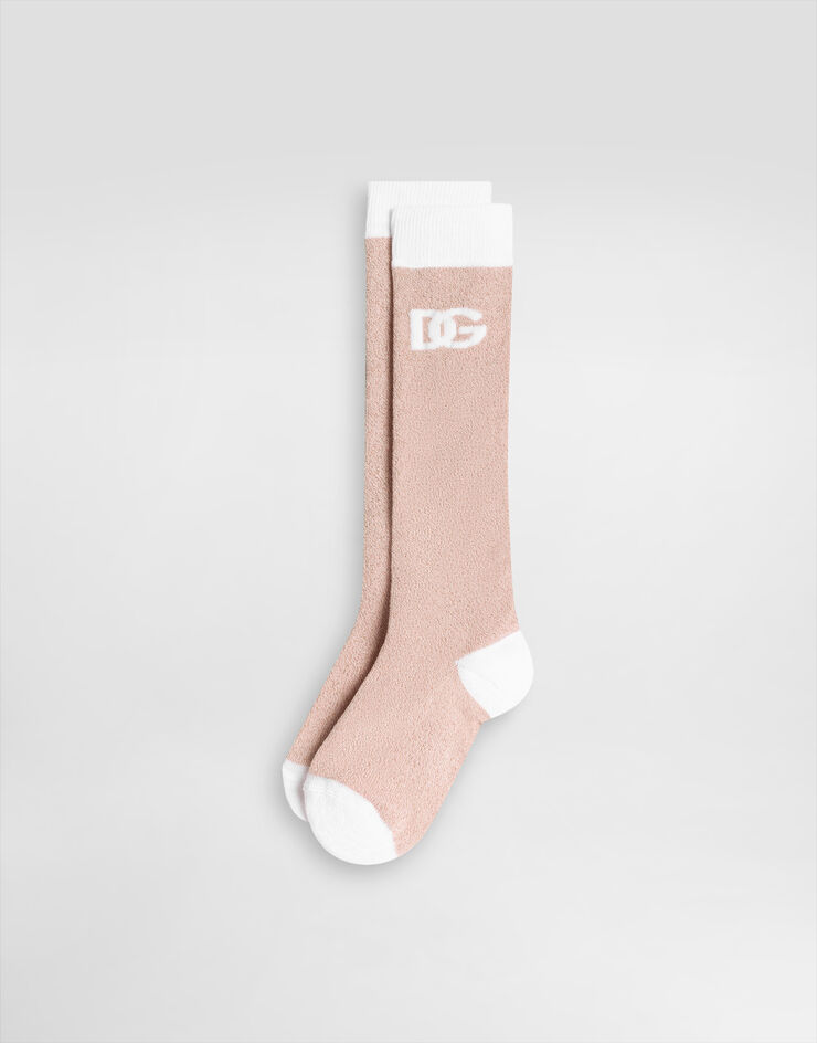 Dolce & Gabbana Stricksocken mit DG-Logo Rosa LBKA34JFMLY