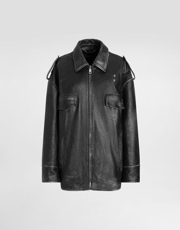 Dolce & Gabbana Vintage-effect leather jacket Black F9T69LGDDEE
