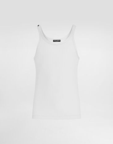 Dolce & Gabbana Ribbed cotton tank top Grey G8SY5TFU7AV