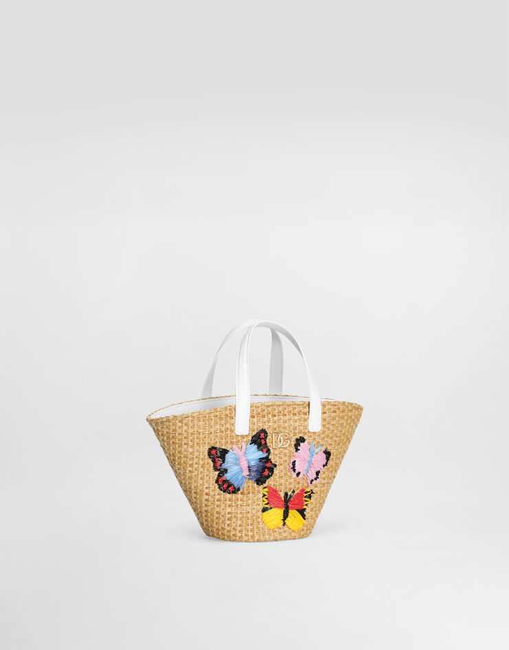 Dolce & Gabbana Straw basket with DG logo and Butterflies Print EB0249AU373