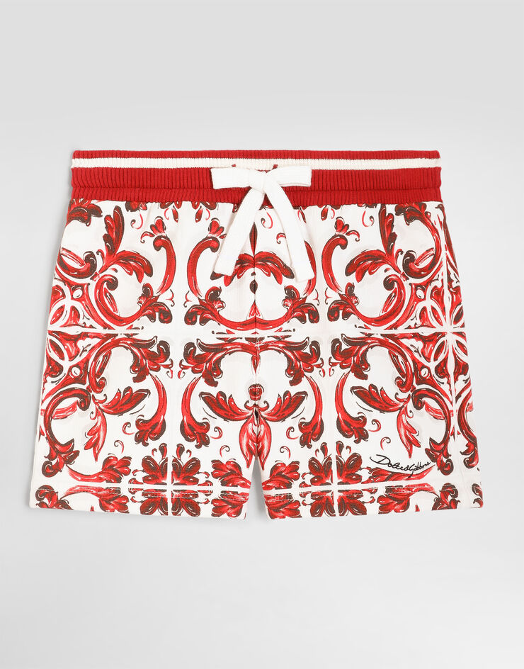 Dolce & Gabbana Majolica-print fleece bermuda shorts Multicolor L1JQR9II7KU