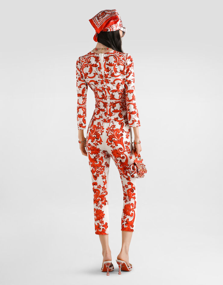 Dolce & Gabbana Majolica-print charmeuse leggings Multicolor FTDJ0TGDDRJ