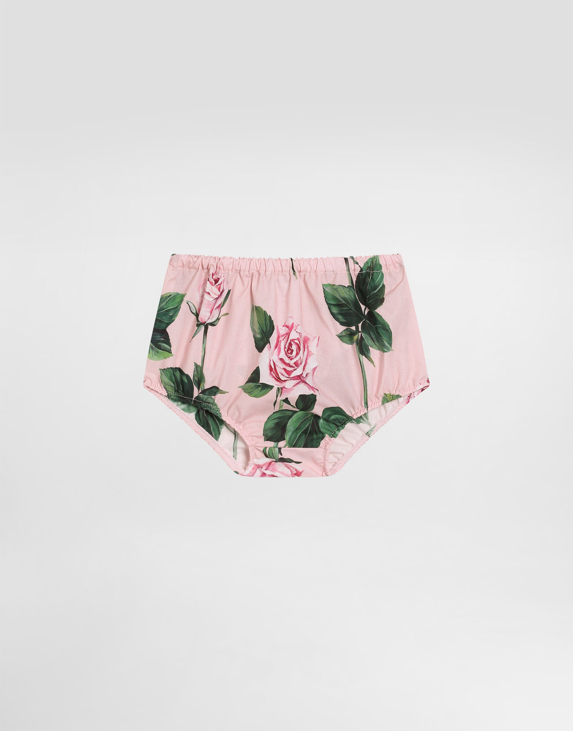 2025SS D＆G Baby ローズプリントスカート PI (C-30m) Rose-print poplin dress in Print for Girls | Dolce&Gabbana® US