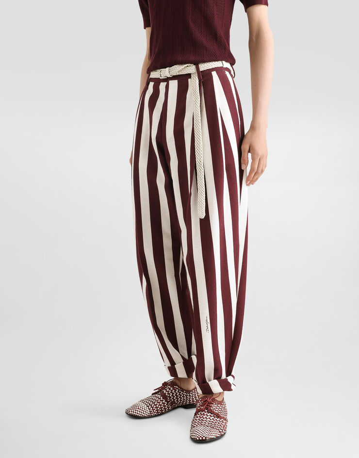 Dolce & Gabbana Pantalones de algodón jacquard a rayas con doble pinza Multicolor GP10DTFS6OH