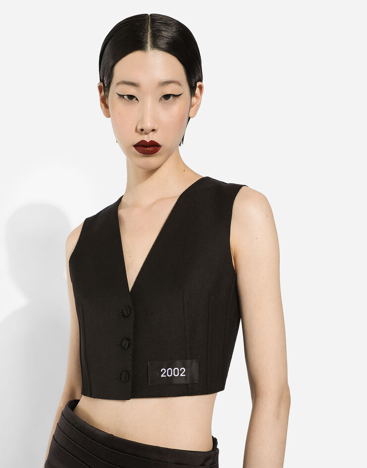 Dolce&Gabbana Chaleco corto en paño de lana Negro F790BTFU21E