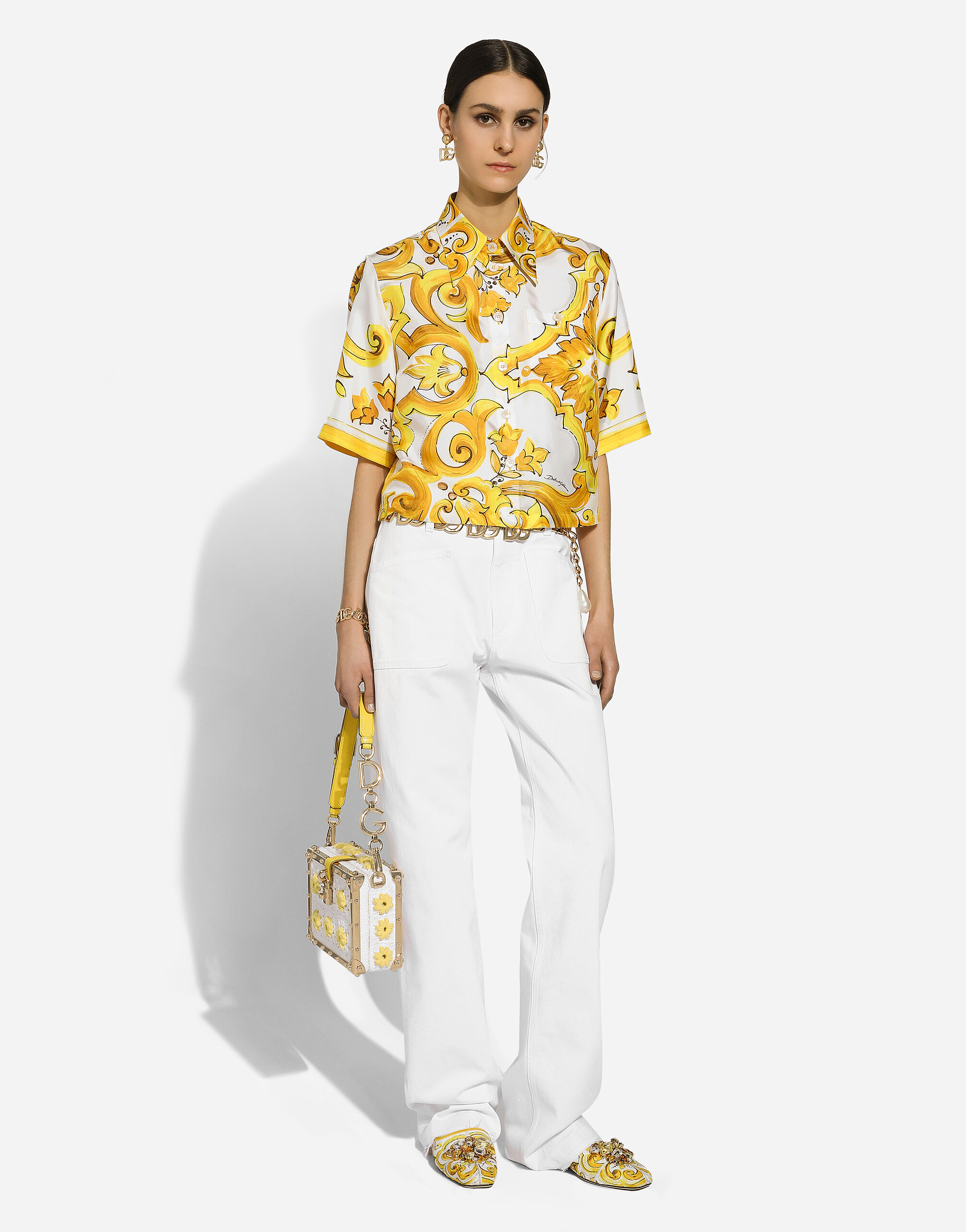Cotton pants in Multicolor for Women | Dolce&Gabbana®