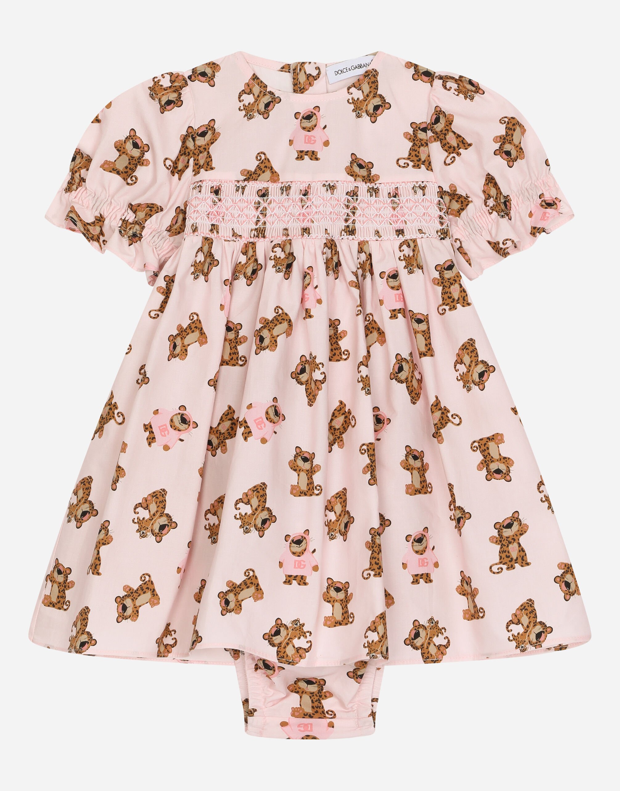 Dolce & Gabbana Poplin dress with baby leopard print Multicolor L21O84G7EX8