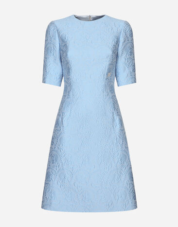 Dolce & Gabbana Fit-and-flare midi dress in floral jacquard Azure F6ARLTGDCAV