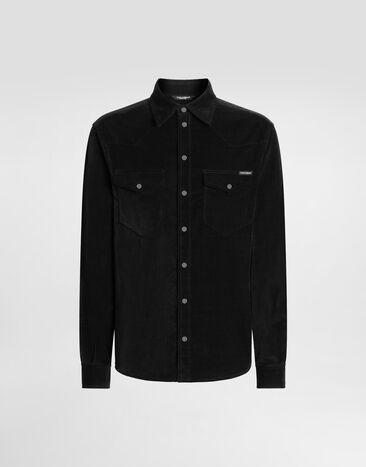 Dolce & Gabbana Fine-wale corduroy shirt Black G5MA1TGJ589