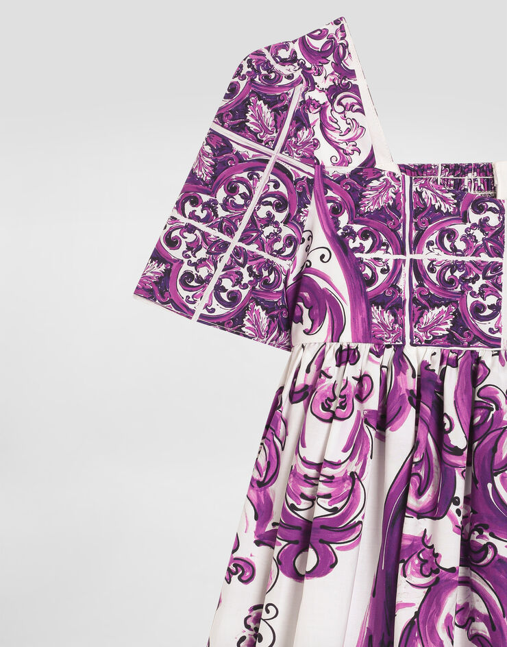 Dolce & Gabbana Majolica-print poplin dress Multicolor L54DH3FI5JP