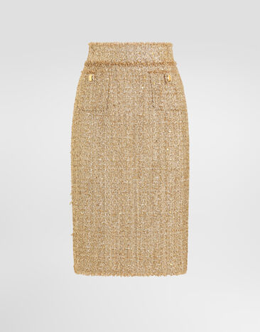 Dolce & Gabbana Lamé tweed skirt Gold F4DGGZHUMXR