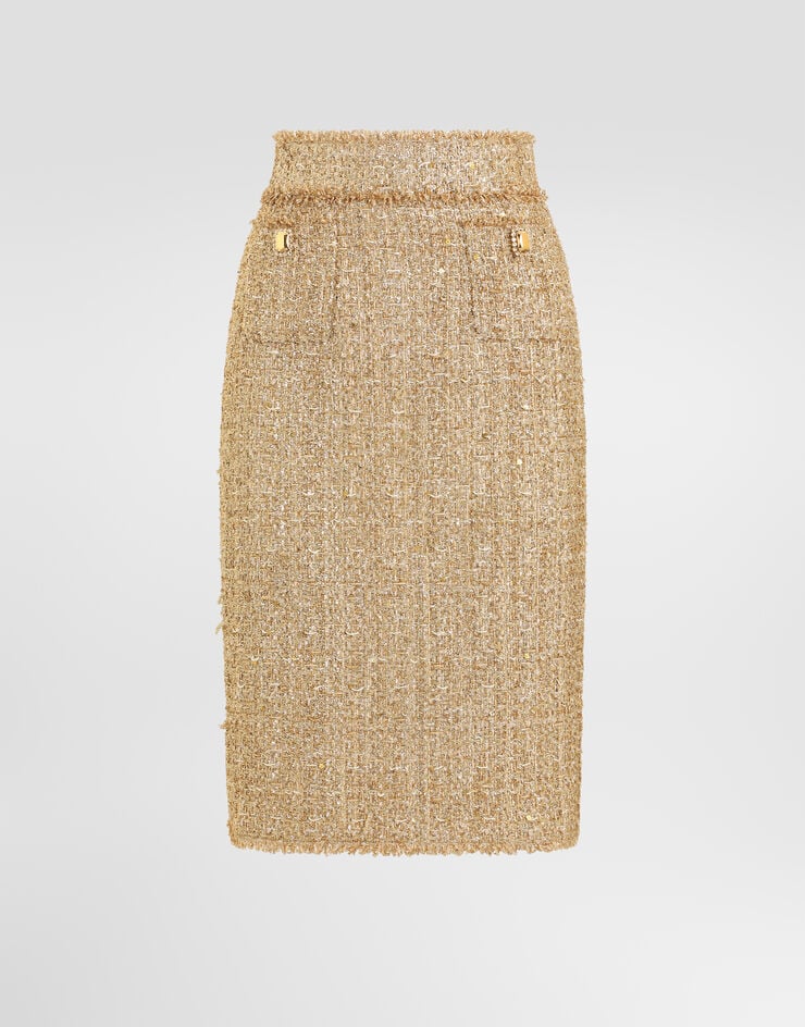 Dolce & Gabbana Lamé tweed skirt Dolce & Gabbana Lamé tweed skirt Gold F4DGGZHUMXR