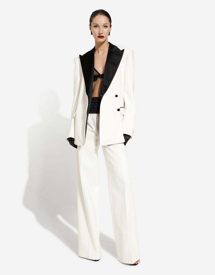 Dolce&Gabbana Flared double crepe pants White FTC0VTFURF3