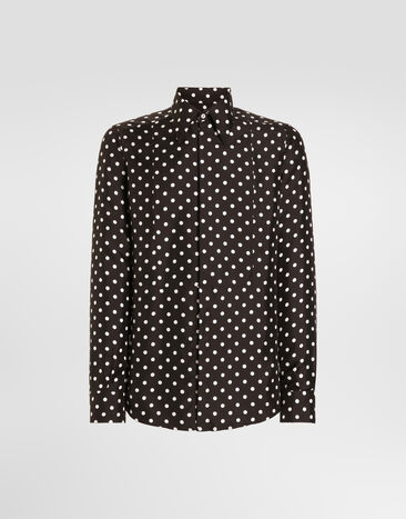 Dolce & Gabbana Polka dot-print silk twill gold shirt  G5PD7TIS14C