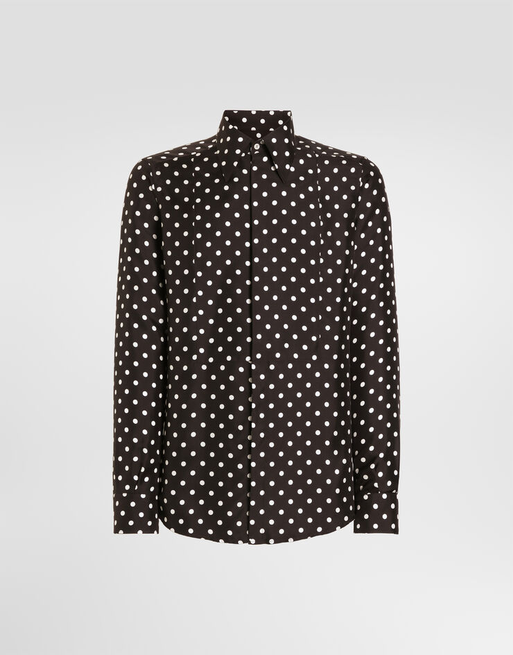 Dolce & Gabbana Polka dot-print silk twill gold shirt Dolce & Gabbana Polka dot-print silk twill gold shirt G5PD7TIS14C
