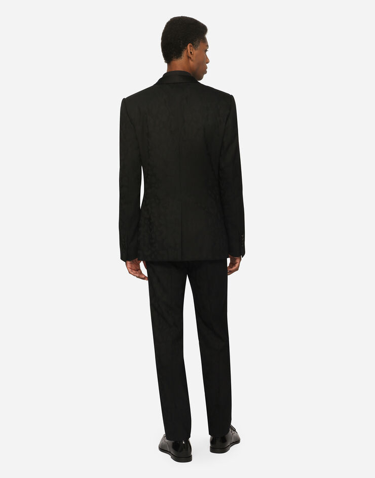 Dolce & Gabbana Single-breasted Sicilia-fit jacket in leopard-design wool jacquard Black G2RU1TFJBAJ