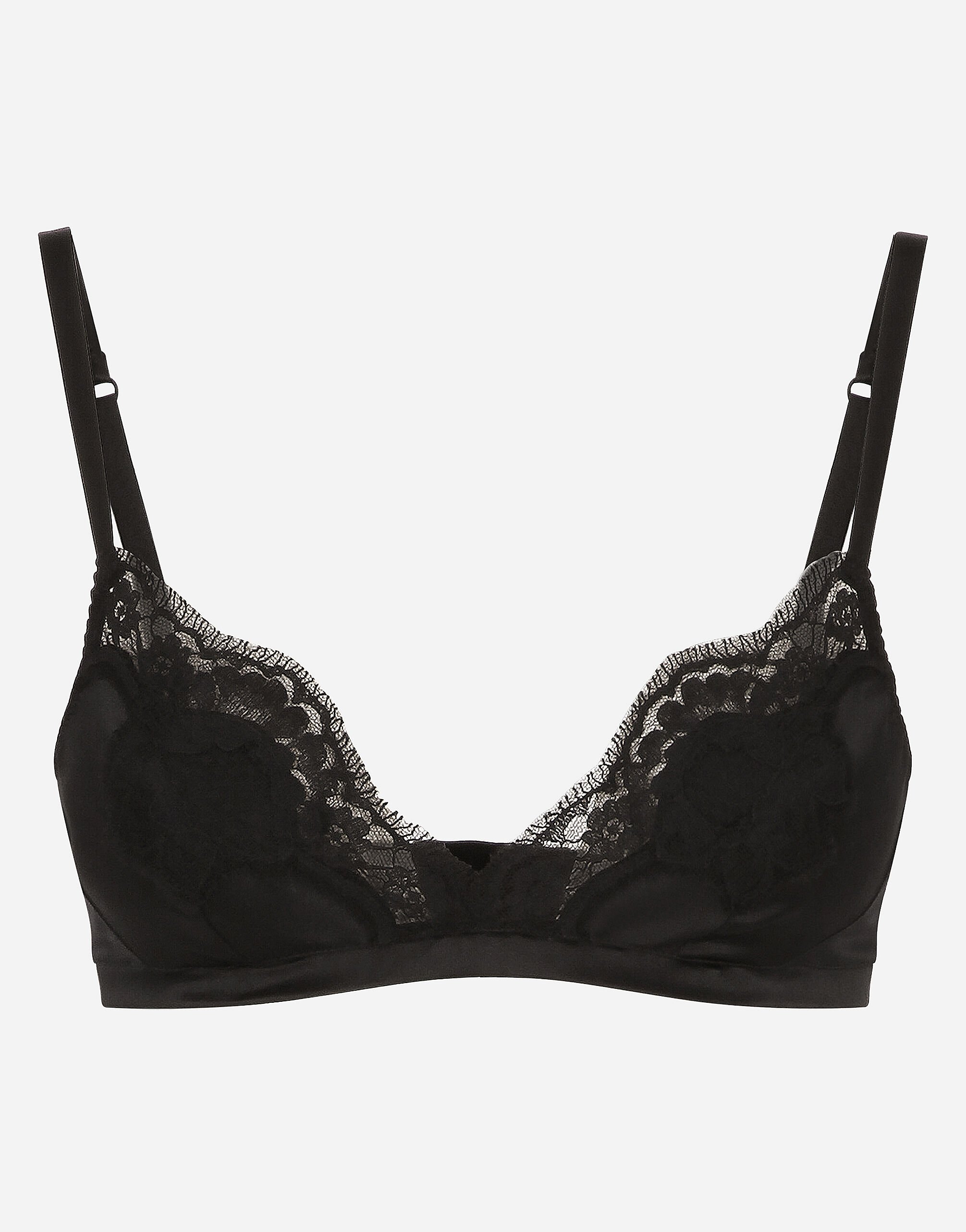 Dolce & Gabbana Soft-cup satin bra with lace detailing Gold WNN6P3W1111