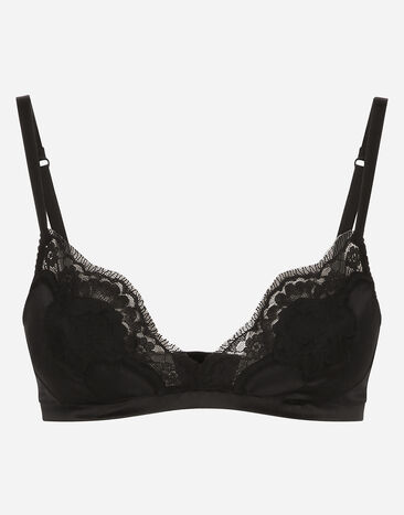 Dolce & Gabbana Soft-cup satin bra with lace detailing Print O1A12TON00R