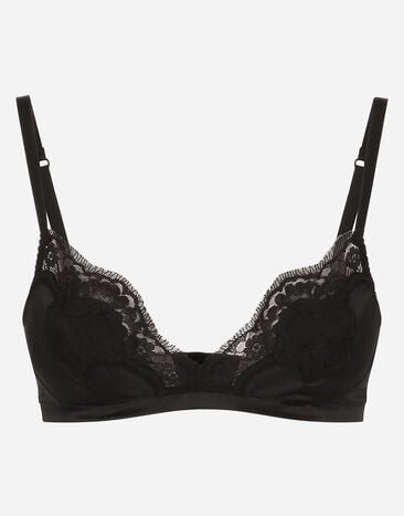 Dolce & Gabbana Soft-cup satin bra with lace detailing Black F63G8TG9798