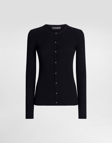 Dolce & Gabbana Ribbed wool cardigan Black FXV62TJCVXG