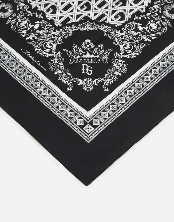 Dolce & Gabbana Cotton foulard with bandana print 50 x 50cm- 19 x 19 inches NERO/BIANCO FN093RGDU16