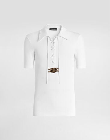 Dolce & Gabbana Camiseta serafino en interlock de algodón White G8SR0ZFUGFJ