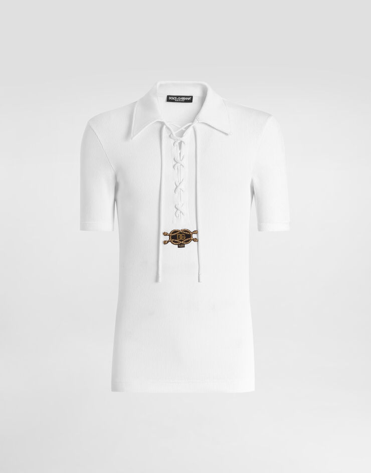 Dolce & Gabbana Camiseta serafino en interlock de algodón Dolce & Gabbana Camiseta serafino en interlock de algodón White G8SR0ZFUGFJ