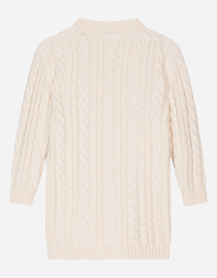 Dolce&Gabbana Knit dress with floral embroidery White L5KD34JCVK4