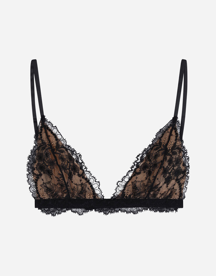 Chantilly lace triangle bra in Black for