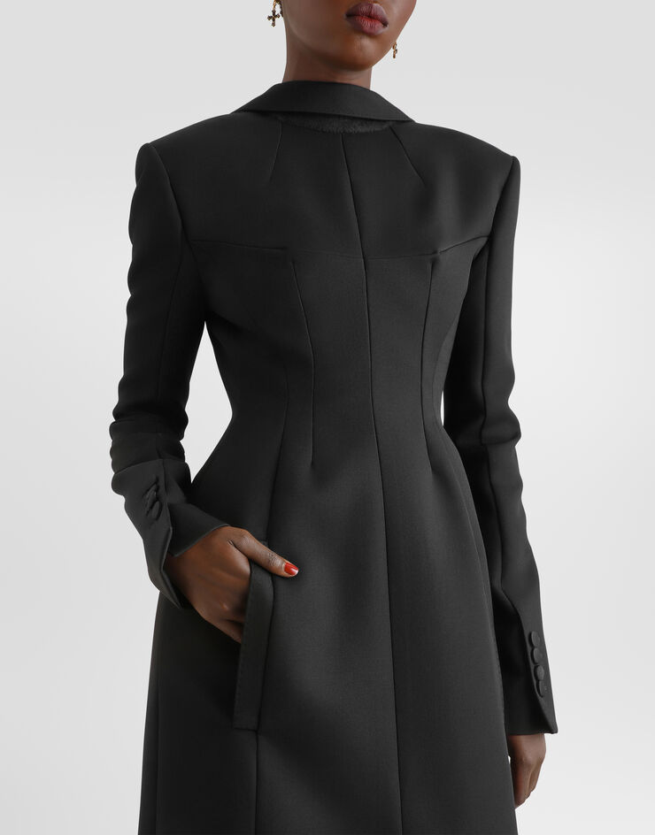 Dolce & Gabbana Wool grain poudré coat Black F0X0ITFU2J4