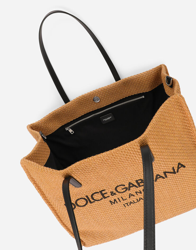 Dolce & Gabbana 徽标拉菲草购物袋 米色 BM2256AK440