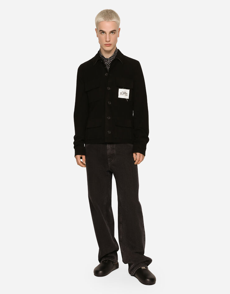 Dolce&Gabbana Camisa deportiva de fustán elástico con varios bolsillos Negro G5KV4TFUWD1