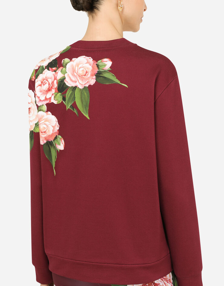 Dolce & Gabbana Jersey sweatshirt with camellia details BURGUNDERROT I9504WG7YVE