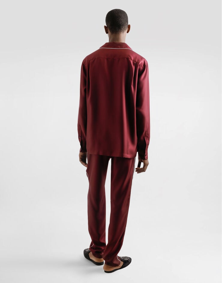 Dolce & Gabbana 徽标刺绣真丝睡裤 枣红 GVCRAZGJ155