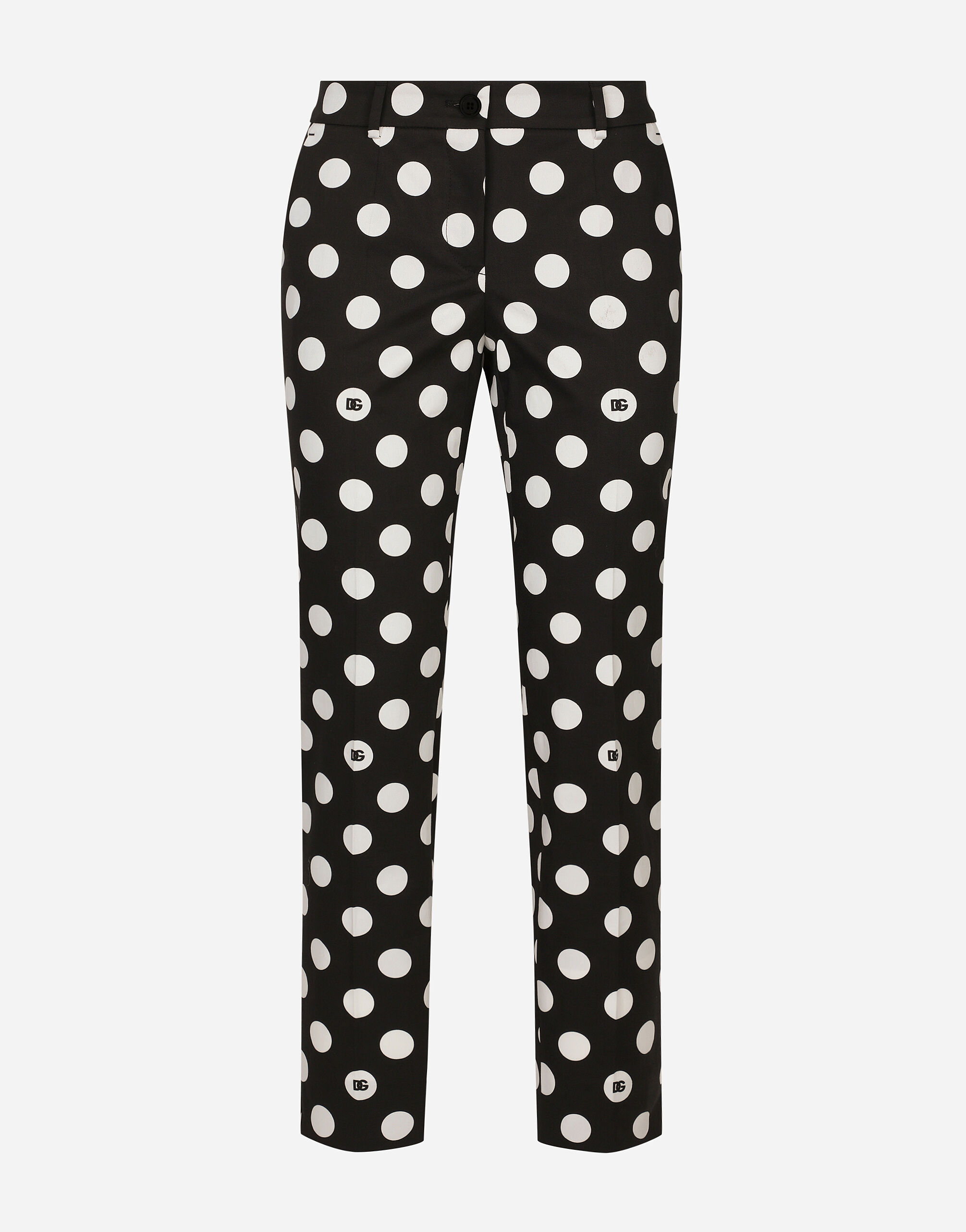 Dolce & Gabbana Cotton pants with polka-dot print Black F290XTFU28D