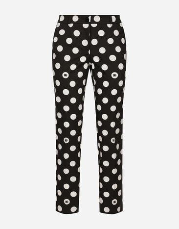 Dolce & Gabbana Pantalón de algodón con estampado de lunares Negro F290XTFU28D