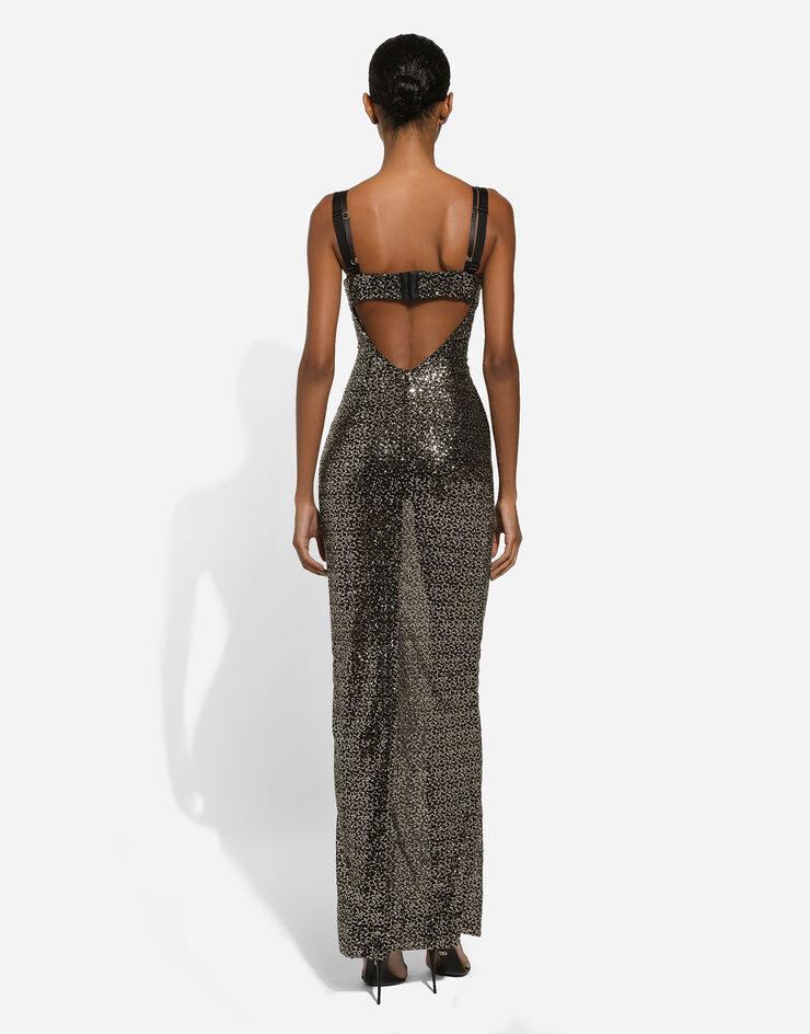 Dolce & Gabbana Long sequined corset dress Black F6DFWTFLSFG