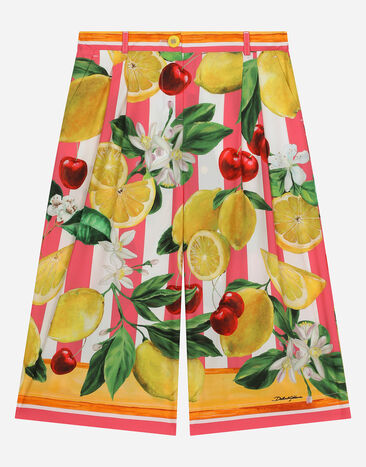 Dolce & Gabbana Poplin pants with lemon and cherry print Black EP0097AQ970
