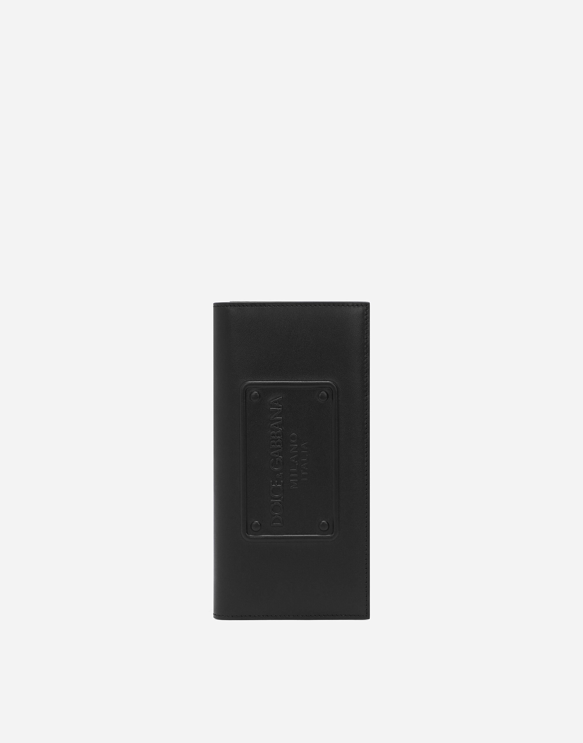 Dolce & Gabbana Calfskin vertical wallet with raised logo Black BP3102AW576