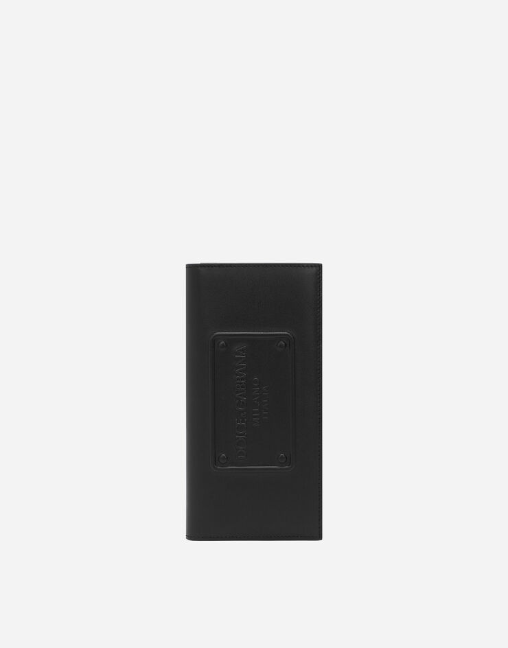 Dolce&Gabbana Cartera vertical en piel de becerro con logotipo en relieve Noir BP2573AG218