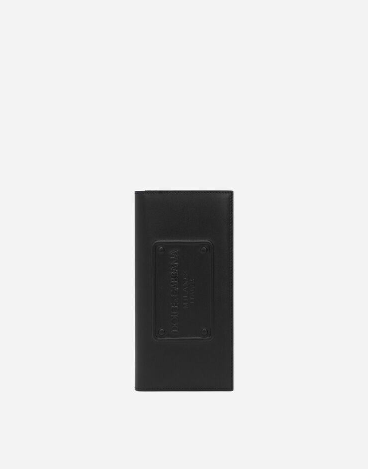 Dolce&Gabbana Calfskin vertical wallet with raised logo Black BP2573AG218
