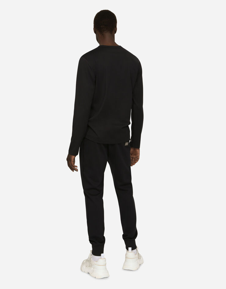 Dolce&Gabbana Long-sleeved T-shirt with logo tag 蓝 G8PV0TG7F2I