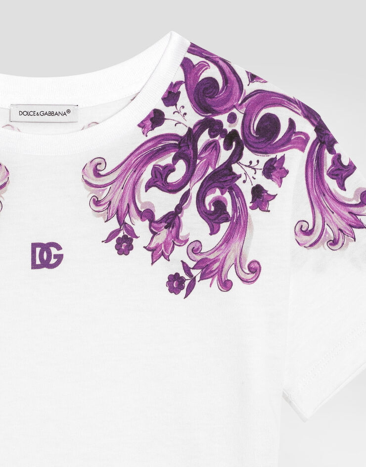 Dolce & Gabbana Majolica-print short-sleeved jersey t-shirt Multicolor L5JTNKII7H3