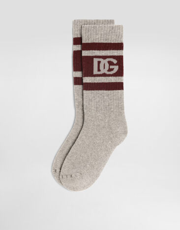 Dolce & Gabbana Socks with intarsia logo Grey LBKAC5JBCI6
