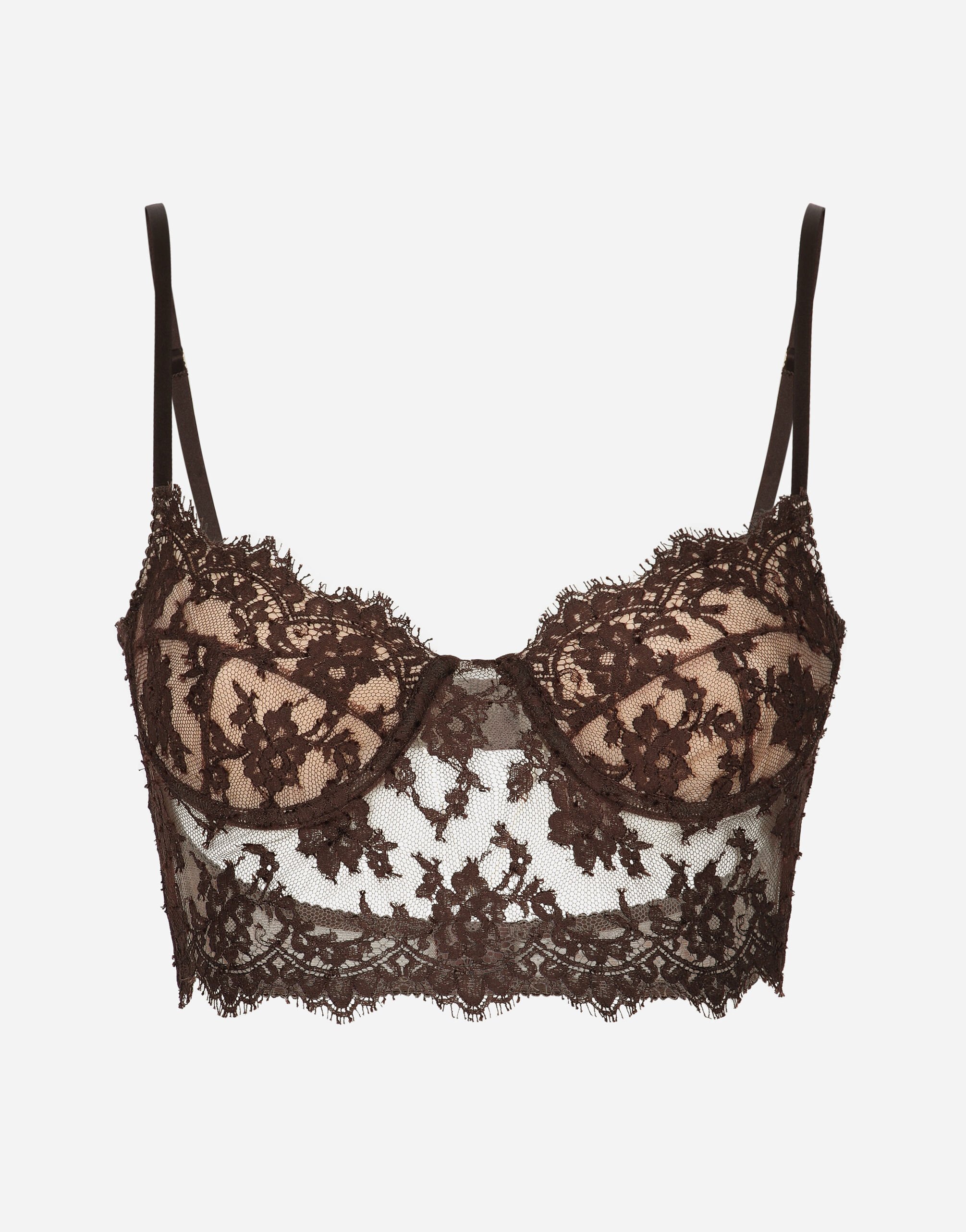 Dolce&Gabbana Lace lingerie top Brown FN090RGDBYX