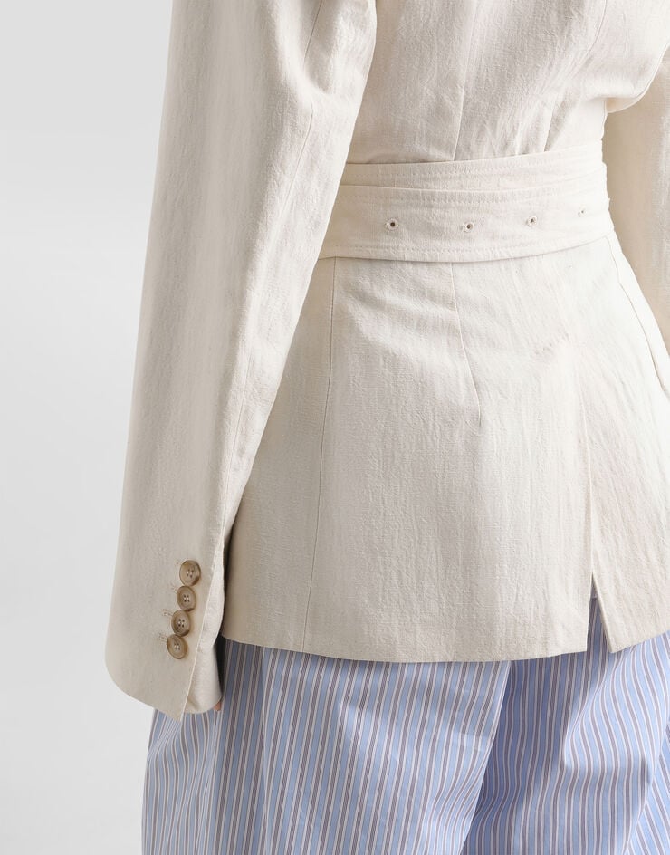 Dolce & Gabbana Single-breasted taormina jacket in rustic canvas White F29WCTFUTDJ