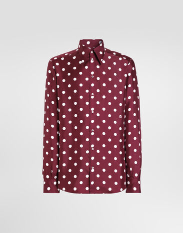 Dolce & Gabbana Polka dot-print silk twill Gold shirt Multicolor G5NP9TIS1YO